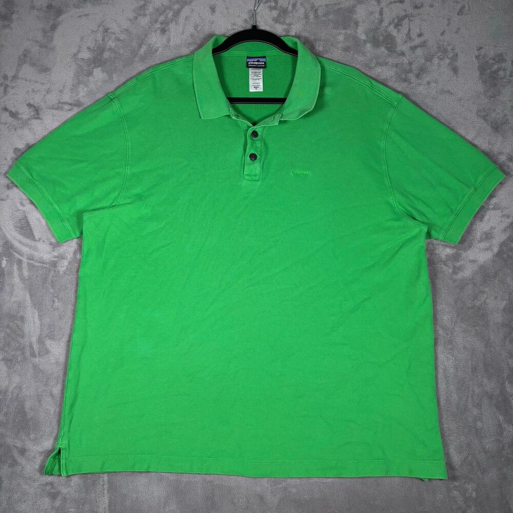 Patagonia Organic Cotton Polo Shirt Men’s XL Green Short Sleeve Logo Casual